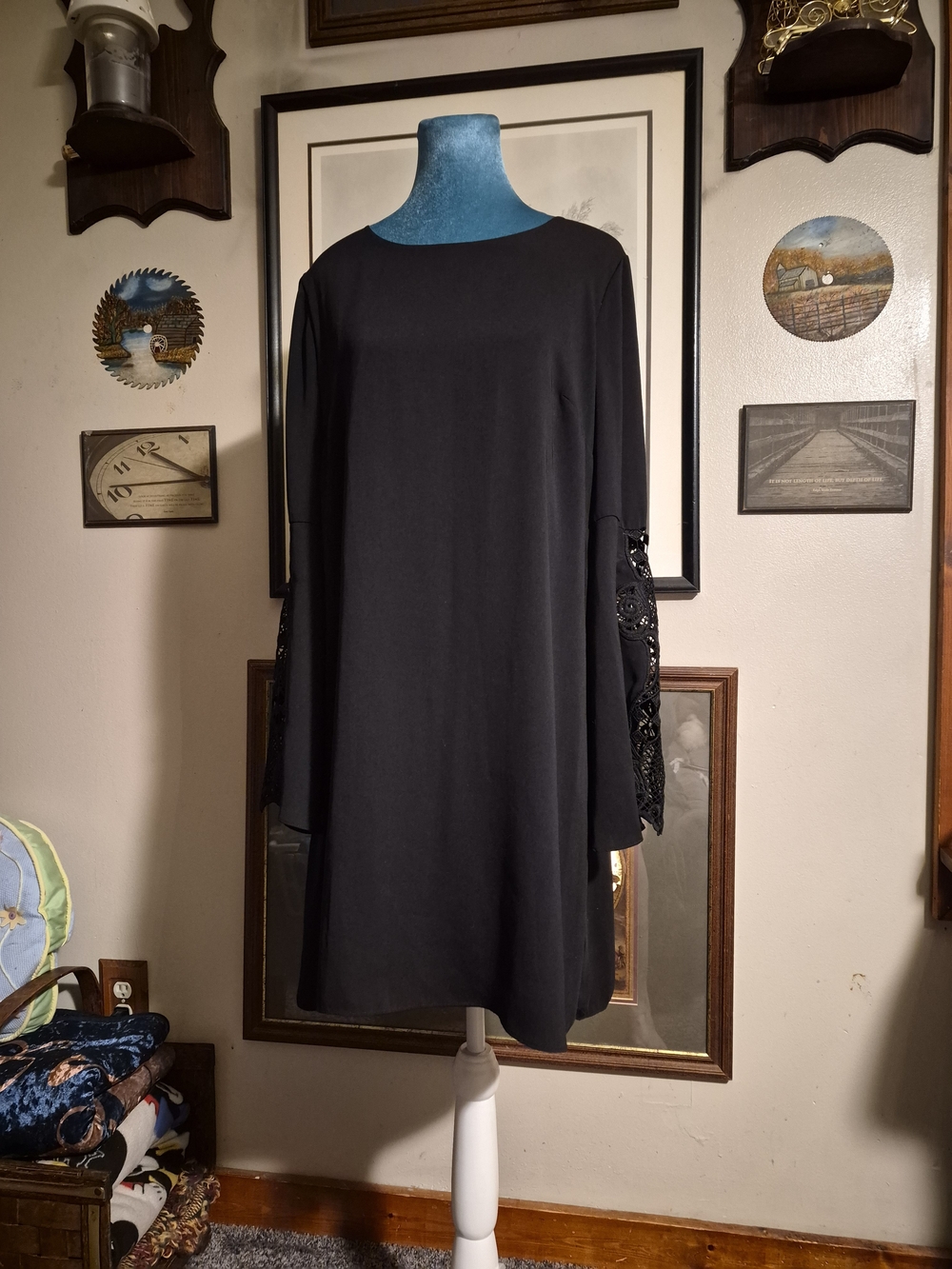 Mika Mindel Whimsigoth Geometric Lace Bell Sleeve Dress Size L